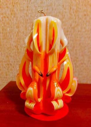 Свічка різьблена ручної роботи "лебедина вірність" 17 см3 фото