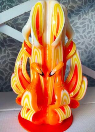 Свічка різьблена ручної роботи "лебедина вірність" 17 см2 фото