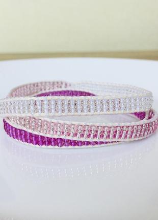 Бисерный браслет, бело-розовый браслет, браслет чан лу, браслет из бисера в стиле chan luu1 фото