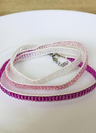 Бисерный браслет, бело-розовый браслет, браслет чан лу, браслет из бисера в стиле chan luu8 фото