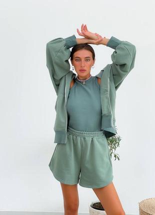 Снижка 😻 люкс качество 🇺🇦 костюм спорт 3-ка шорты майка кофта на молнии1 фото
