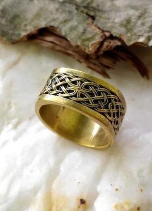 Кольцо квадратное кельтские узлы из бронзы4 фото