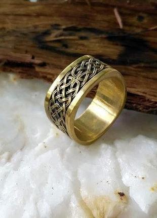Кольцо квадратное кельтские узлы из бронзы5 фото