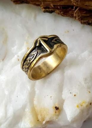 Кольцо с руной тюр кельтские узлы из бронзы1 фото