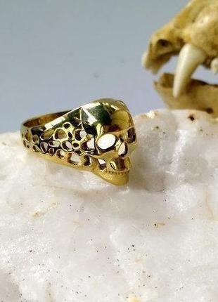 Перстень ажурный череп из бронзы4 фото