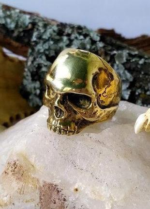 Перстень череп крупный из бронзы6 фото