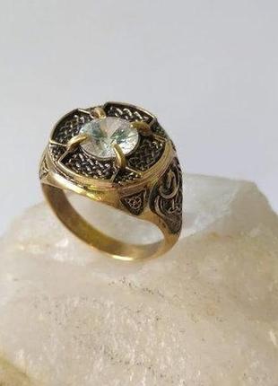 Кольцо кельтские узлы игдрасиль из бронзы с фионитом7 фото