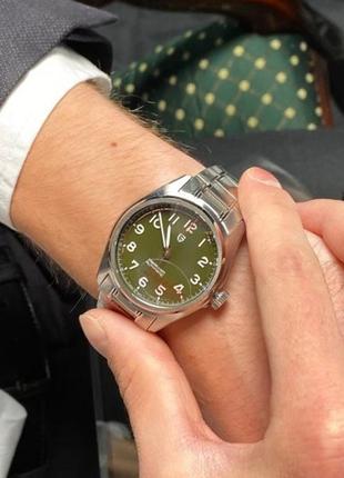 Механические часы pagani design pd-1717 silver-green, мужские, водонепроницаемые, с автоподзаводом, d c7 фото