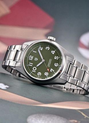 Механические часы pagani design pd-1717 silver-green, мужские, водонепроницаемые, с автоподзаводом, d c6 фото