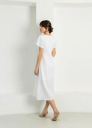 Муслінова класична сукня міді довжини з високою талією 42-52 розміри різні кольори3 фото