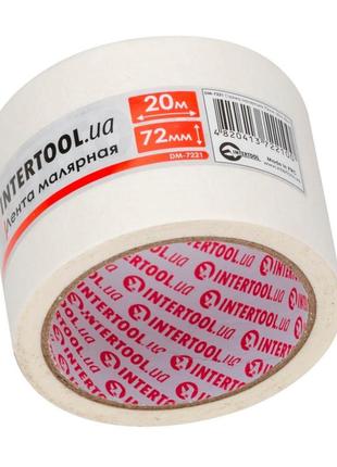 Лента малярная 72мм, 20м, белая intertool dm-7221