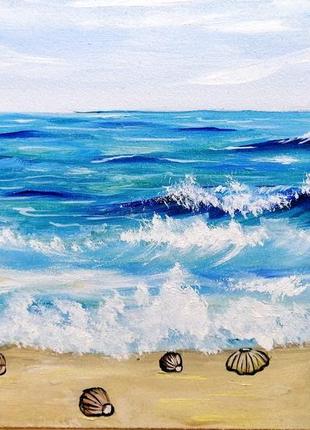 Картина маслом морська хвиля, морська картина, море картина маслом, авторський живопис3 фото