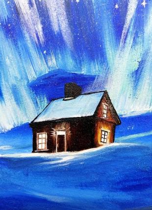 Маленькая картина маслом, миниатюра маслом зима, зимний пейзаж, красивая зима картин, снежная зима3 фото