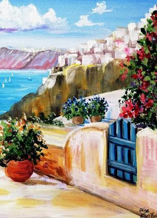 Картина маслом итальянский пейзаж, картина италия, красивая картина, авторская живопись5 фото