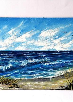 Картина маслом берег океану, морський пейзаж маслом, гарне море маслом, авторський живопис2 фото