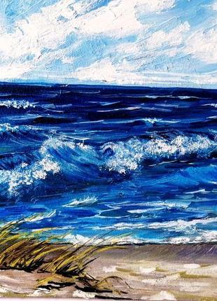Картина маслом берег океану, морський пейзаж маслом, гарне море маслом, авторський живопис5 фото