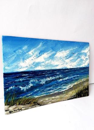 Картина маслом берег океана, морской пейзаж маслом, красивое море маслом, авторская живопись4 фото
