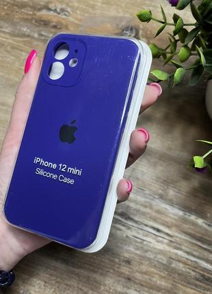 Чохол на iphone 12 міні mini квадратні борти чохол на айфон silicone case full camera на apple айфон