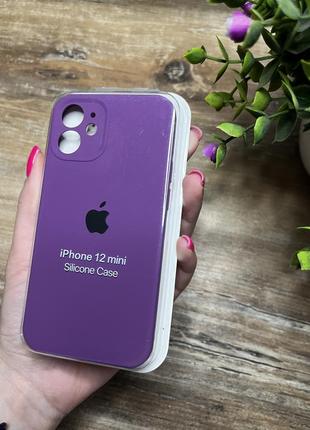 Чохол на iphone 12 міні mini квадратні борти чохол на айфон silicone case full camera на apple айфон
