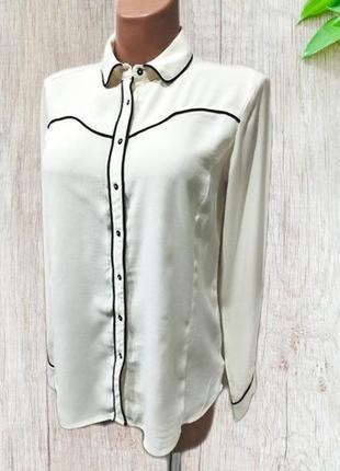 Нарядная белая рубашка-блуза испанской марки молодежной одежды stradivarius2 фото