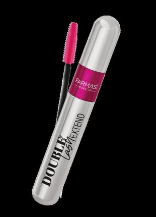 Тушь для ресниц объем и длина с двумя щеточками, двойная double lash extend, 12 мл make up farmasi1 фото