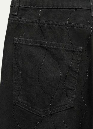 Новые женские джинсы zara со стразами от любимого испанского бренда. из лимитированной коллекции.2 фото