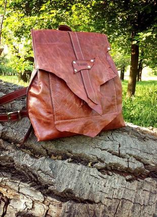 Шкіряний рюкзак « fiery»1 фото