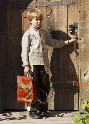Детский кожаный рюкзак"smile"5 фото