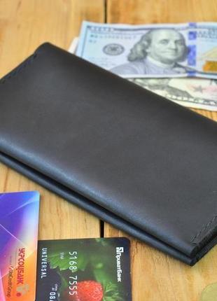 Кожаное портмоне - с стильным карманом на молнии7 фото