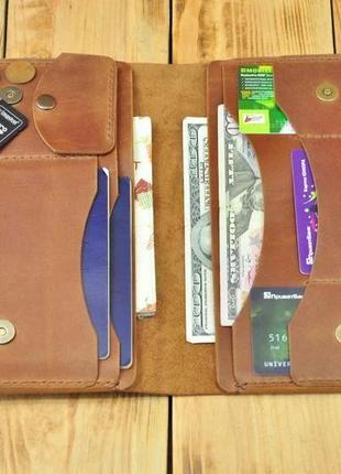 Максі портмоне з натуральної шкіри з окремим кишенею для паспорта2 фото