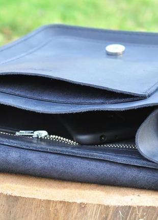 Кожаная сумка через плечо с кожаным ремешком на магнитных застежках8 фото