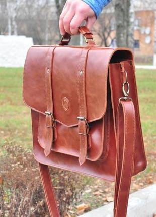 Большая сумка – портфель с металлической фурнитурой, долгим ремнем5 фото