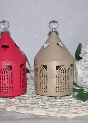 Новий фірмовий декоративний металевий ліхтар з птахами в клітці english home