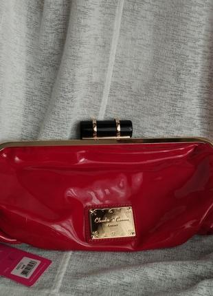 Claudia canova сумка сумочка клатч пельмень яскрава оригінал лакована шкіра нова 2yk 2000 ексклюзив червона золото багет розкішна2 фото