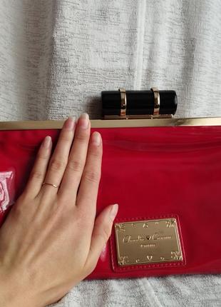 Claudia canova сумка сумочка клатч пельмень яскрава оригінал лакована шкіра нова 2yk 2000 ексклюзив червона золото багет розкішна9 фото