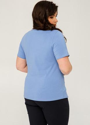 Женская футболка летняя трикотаж кулир большого размера 48, 50, 52, 54, 56 р голубого цвета3 фото