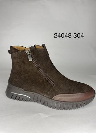 Жіночі черевики 18821 коричневі шкіра замша2 фото