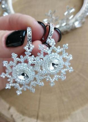 Серьги снежинки новогодние3 фото