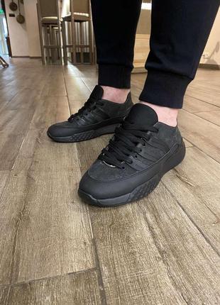Стильные черные комфортные мужские кроссовки весенние-летние/осенни, кожаные,джинсовые,натуральная кожа7 фото