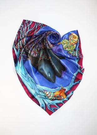 Батик платок с дикобразом и грушами, шелковый платок1 фото