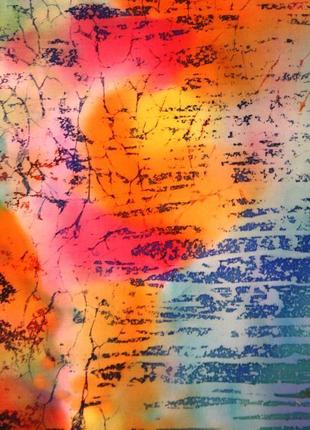 Атласный платок ручной росписи, абстрактный осенний пейзаж на шелке, горячий батик, шовкова хустина9 фото