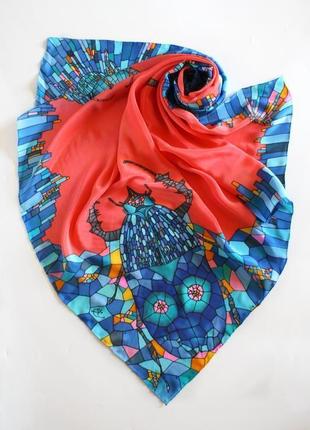 Шелковый платок с жуками, женский платок ручной росписи, подарок на день рождения2 фото
