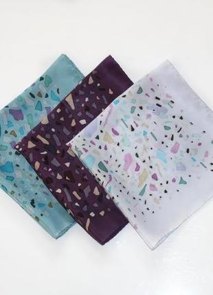 Шовковий кишеньковий платок, хустка з мозаїкою, фіолетовий батік хустку8 фото