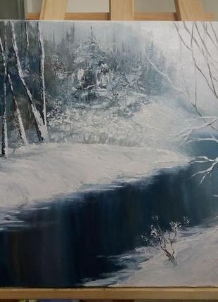 Картина "зима" 40х50 см, полотно на підрамнику, олія3 фото
