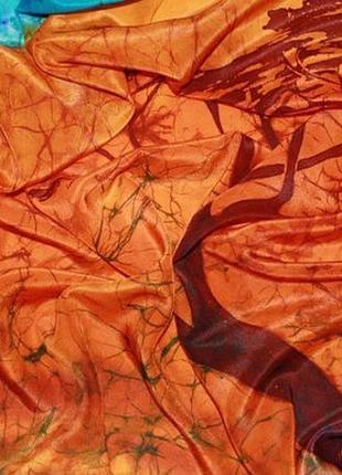 Оранжевый платок ручной росписи, шелковый  африканский платок, женский батик палантин4 фото
