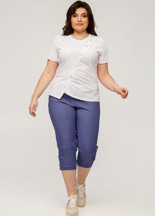 Женская футболка летняя трикотаж кулир большого размера 48, 50, 52, 54, 56 р белого  цвета2 фото