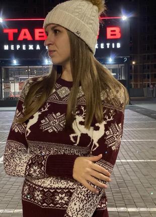 Жіночий светр з оленем, новорічний светр, светр з оленями2 фото