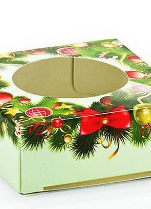 Коробка "новорічна" з віконцем, 1 виріб1 фото