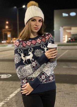 Женский свитер с оленем, новогодний свитер, свитер с оленями