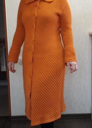 Женское вязаное пальто1 фото